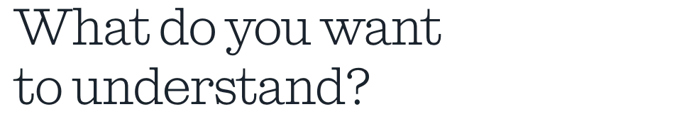 What do you want to understand?